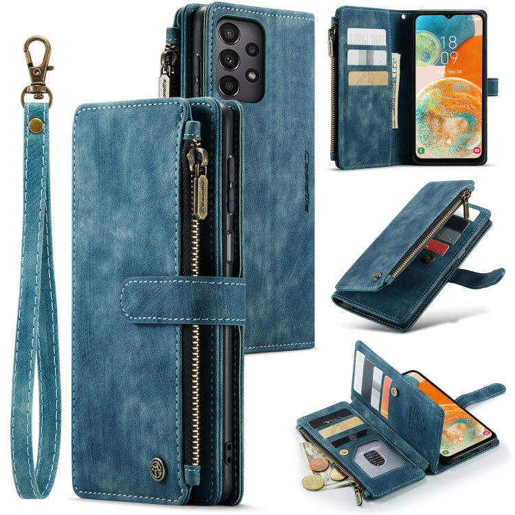 For Samsung Galaxy A23 CaseMe C30 Card Slots Zipper Wallet Leather Phone Case(Blue) - Galaxy Phone Cases by CaseMe | Online Shopping UK | buy2fix