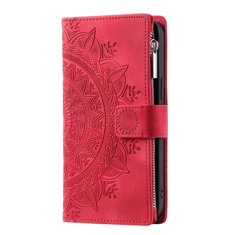 For Samsung Galaxy S23+ 5G Multi-Card Totem Zipper Leather Phone Case(Red) - Galaxy S23+ 5G Cases by buy2fix | Online Shopping UK | buy2fix