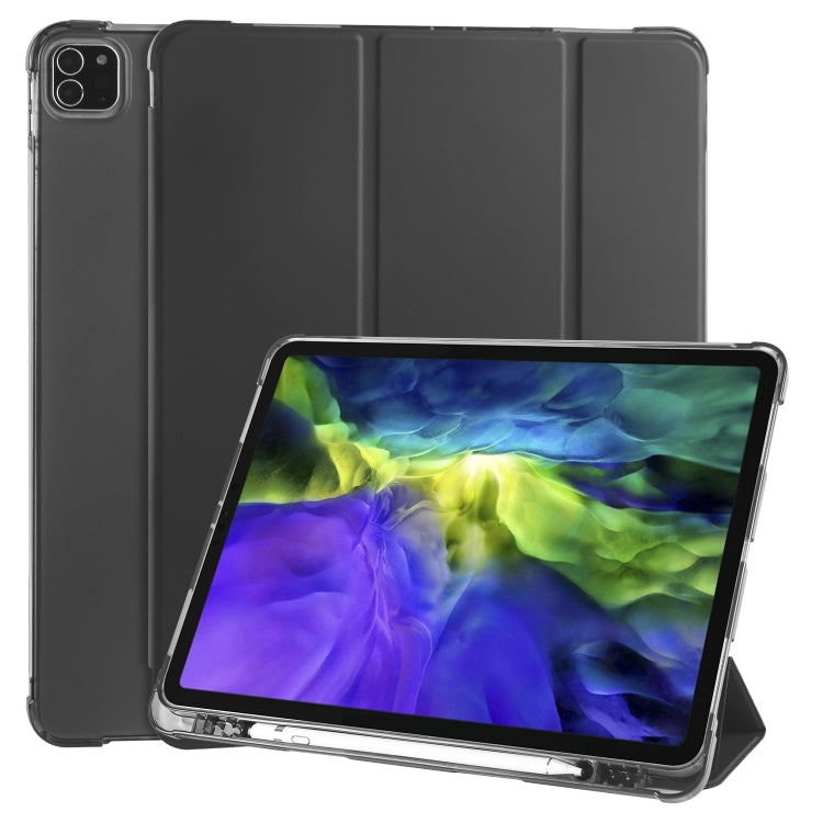 For iPad Air 13 2025 / 2024 / iPad Pro 12.9 (2020) / iPad Pro 12.9(2018) 3-folding Horizontal Flip PU Leather + Shockproof TPU Tablet Case with Holder & Pen Slot(Black) - iPad Pro 12.9 (2020) Cases by buy2fix | Online Shopping UK | buy2fix