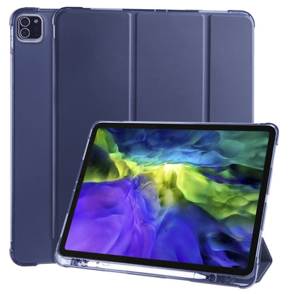 For iPad Air 13 2025 / 2024 / iPad Pro 12.9 (2020) / iPad Pro 12.9(2018) 3-folding Horizontal Flip PU Leather + Shockproof TPU Tablet Case with Holder & Pen Slot(Dark Blue) - iPad Pro 12.9 (2020) Cases by buy2fix | Online Shopping UK | buy2fix