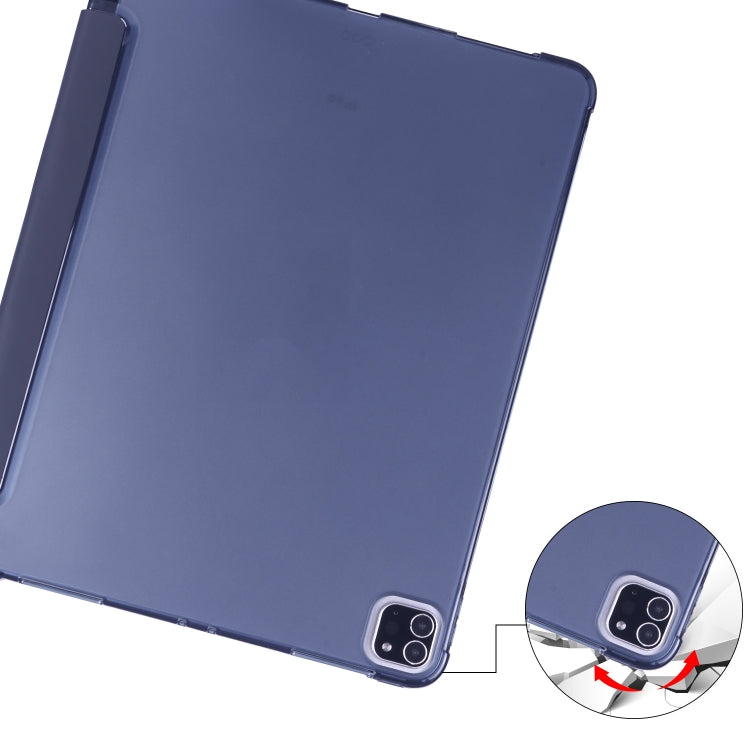 For iPad Air 13 2025 / 2024 / iPad Pro 12.9 (2020) / iPad Pro 12.9(2018) 3-folding Horizontal Flip PU Leather + Shockproof TPU Tablet Case with Holder & Pen Slot(Dark Blue) - iPad Pro 12.9 (2020) Cases by buy2fix | Online Shopping UK | buy2fix