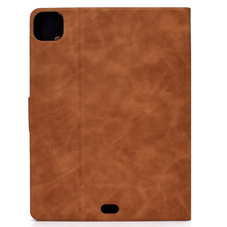 For iPad Pro 11 2024 Cowhide Texture Leather Smart Tablet Case(Brown) - iPad Pro 11 2024 Cases by buy2fix | Online Shopping UK | buy2fix