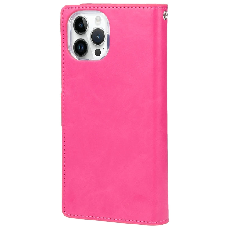 For iPhone 15 Pro Max GOOSPERY MANSOOR DIARY 9 Card Slots Leather Phone Case(Rose Red) - iPhone 15 Pro Max Cases by GOOSPERY | Online Shopping UK | buy2fix