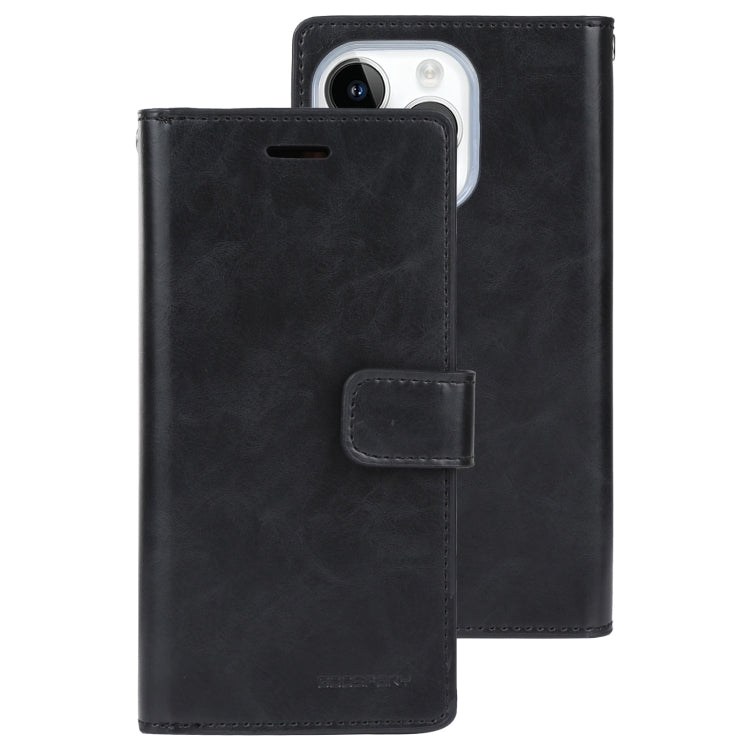 For iPhone 15 Pro Max GOOSPERY MANSOOR DIARY 9 Card Slots Leather Phone Case(Black) - iPhone 15 Pro Max Cases by GOOSPERY | Online Shopping UK | buy2fix