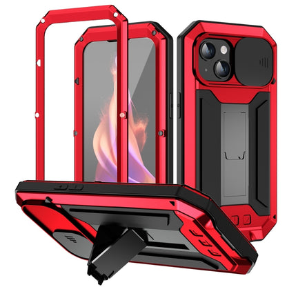 For iPhone 15 Plus R-JUST Sliding Camera IP54 Life Waterproof Holder Phone Case(Red) - iPhone 15 Plus Cases by R-JUST | Online Shopping UK | buy2fix