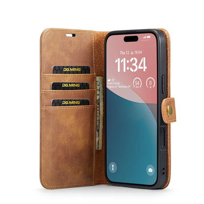 For iPhone 16 Plus DG.MING Crazy Horse Texture Detachable Magnetic Leather Phone Case(Brown) - iPhone 16 Plus Cases by DG.MING | Online Shopping UK | buy2fix