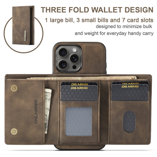 For iPhone 16 Pro Max DG.MING M1 Series 3-Fold Multi Card Wallet Leather Phone Case(Coffee) - iPhone 16 Pro Max Cases by DG.MING | Online Shopping UK | buy2fix