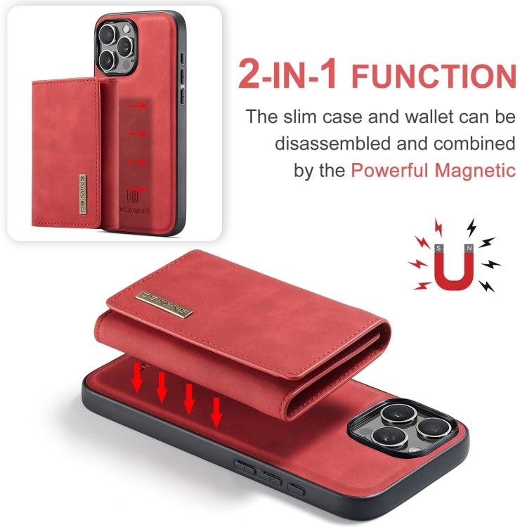 For iPhone 16 Pro Max DG.MING M1 Series 3-Fold Multi Card Wallet Leather Phone Case(Red) - iPhone 16 Pro Max Cases by DG.MING | Online Shopping UK | buy2fix