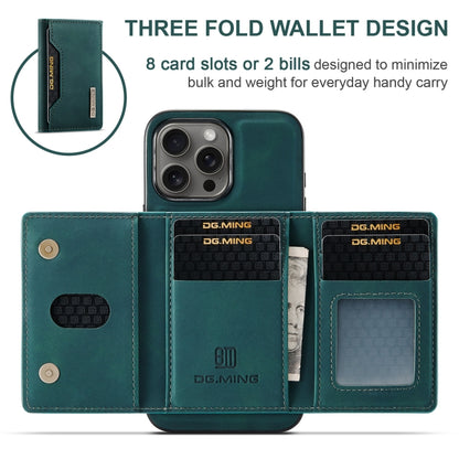 For iPhone 16 Pro DG.MING M2 Series 3-Fold Card Bag Wallet Leather Phone Case(Green) - iPhone 16 Pro Cases by DG.MING | Online Shopping UK | buy2fix