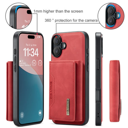 For iPhone 16 Plus DG.MING M2 Series 3-Fold Card Bag Wallet Leather Phone Case(Red) - iPhone 16 Plus Cases by DG.MING | Online Shopping UK | buy2fix