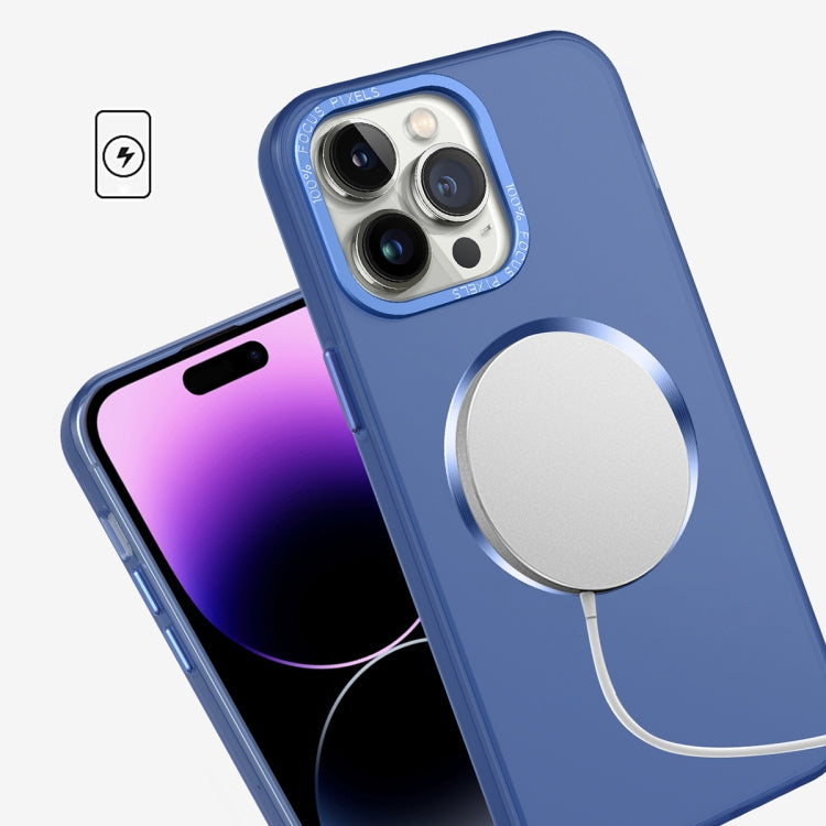 For iPhone 15 CD Texture MagSafe Frosted Translucent Phone Case(Royal Blue) - iPhone 15 Cases by buy2fix | Online Shopping UK | buy2fix