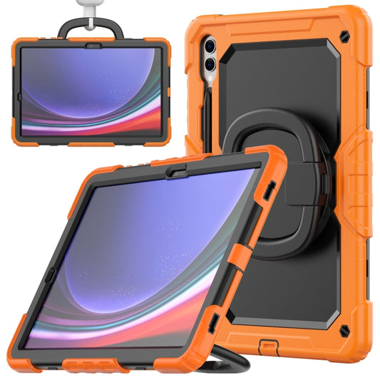 For Samsung Galaxy Tab S9+ D Type Silicone Hybrid PC Tablet Case with Handle Holder(Orange) - Galaxy Tab S9+ Cases by buy2fix | Online Shopping UK | buy2fix