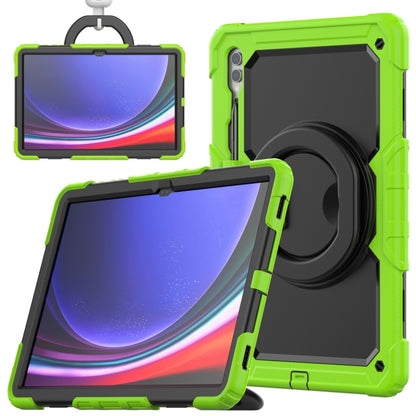 For Samsung Galaxy Tab S10 Ultra D Type Silicone Hybrid PC Tablet Case with Handle Holder(Yellow Green) - Galaxy Tab S9 Ultra Cases by buy2fix | Online Shopping UK | buy2fix