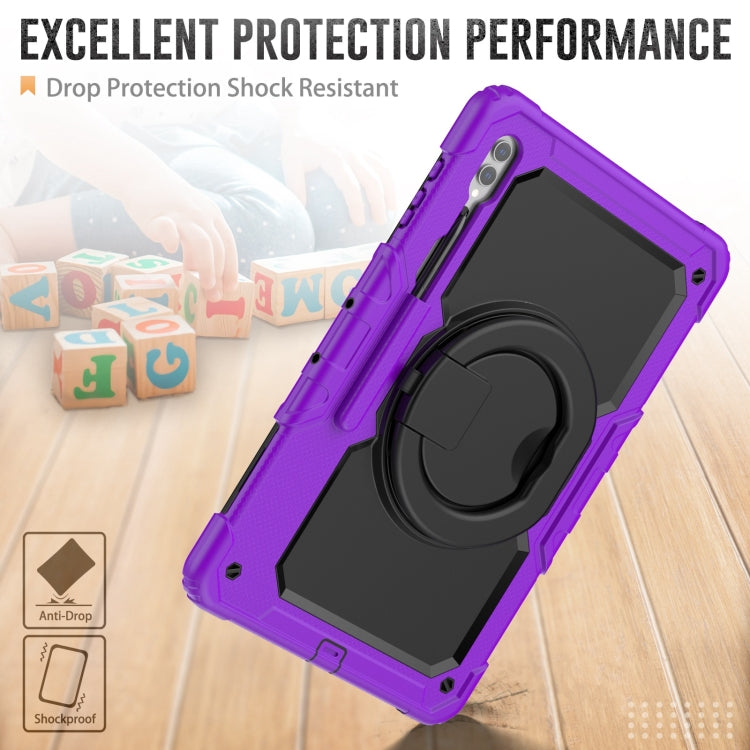 For Samsung Galaxy Tab S10 Ultra D Type Silicone Hybrid PC Tablet Case with Handle Holder(Purple) - Galaxy Tab S9 Ultra Cases by buy2fix | Online Shopping UK | buy2fix