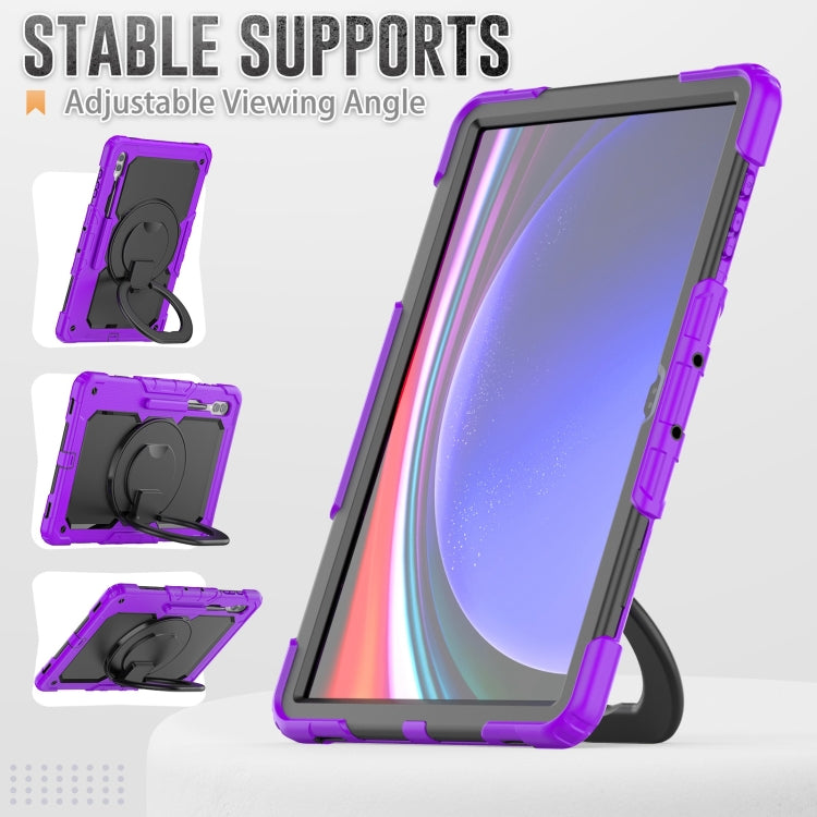 For Samsung Galaxy Tab S10 Ultra D Type Silicone Hybrid PC Tablet Case with Handle Holder(Purple) - Galaxy Tab S9 Ultra Cases by buy2fix | Online Shopping UK | buy2fix