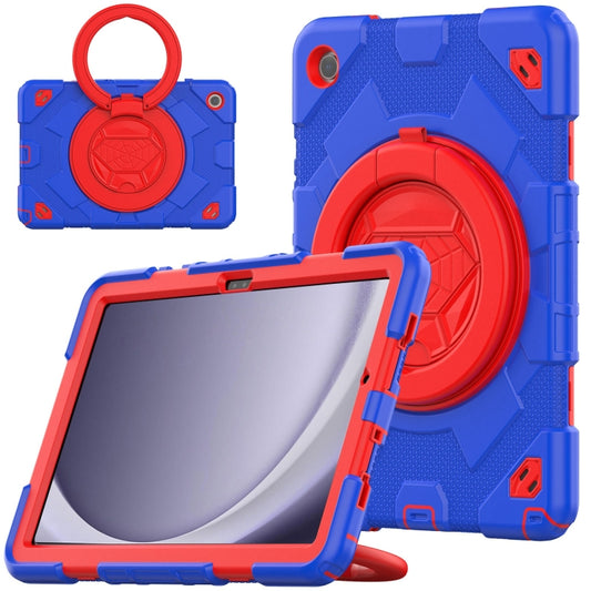 For Samsung Galaxy Tab A9+ Spider Rotation Handle Silicone Hybrid PC Tablet Case(Red Blue) - Galaxy Tab A9+ by buy2fix | Online Shopping UK | buy2fix