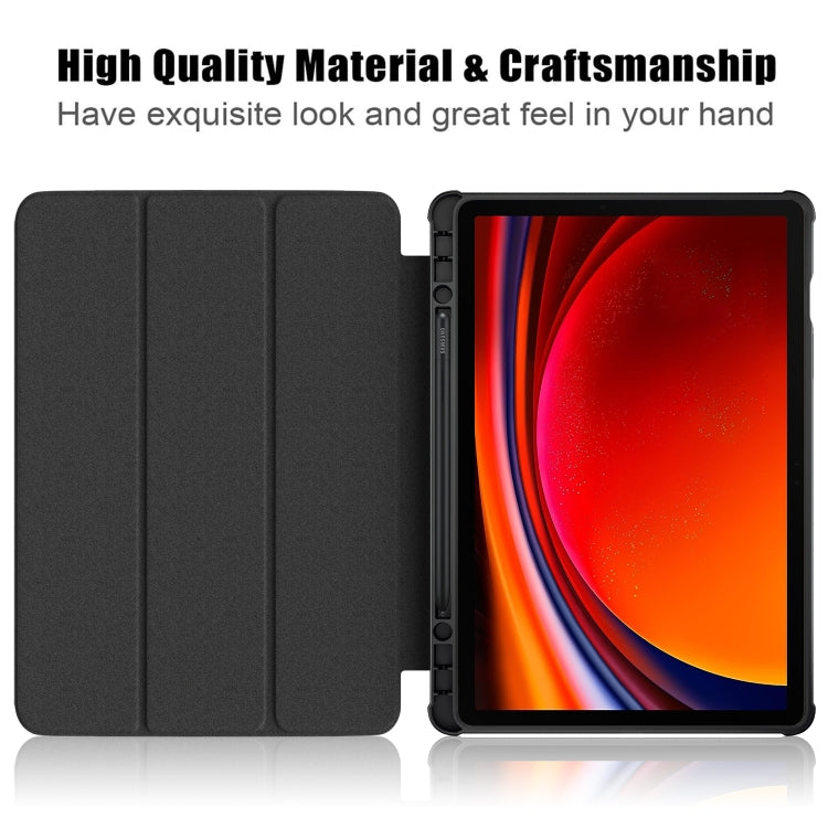 For Samsung Galaxy Tab S9 Acrylic 3-folding Painted Smart Leather Tablet Case(Big Eyes ME) - Galaxy Tab S9 Cases by buy2fix | Online Shopping UK | buy2fix