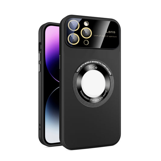 For iPhone 11 Pro Large Glass Window Magnetic Magsafe Phone Case with Lens Film(Black) - iPhone 11 Pro Cases by buy2fix | Online Shopping UK | buy2fix