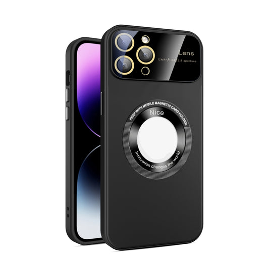 For iPhone 11 Pro Max Large Glass Window Magnetic Magsafe Phone Case with Lens Film(Black) - iPhone 11 Pro Max Cases by buy2fix | Online Shopping UK | buy2fix