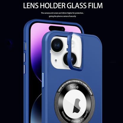 For iPhone 15 Plus Skin Feel Magnifier MagSafe Lens Holder Phone Case(Royal Blue) - iPhone 15 Plus Cases by buy2fix | Online Shopping UK | buy2fix