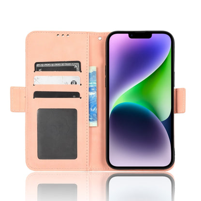 For iPhone 16 Plus Skin Feel Calf Texture Card Slots Leather Phone Case(Pink) - iPhone 16 Plus Cases by buy2fix | Online Shopping UK | buy2fix