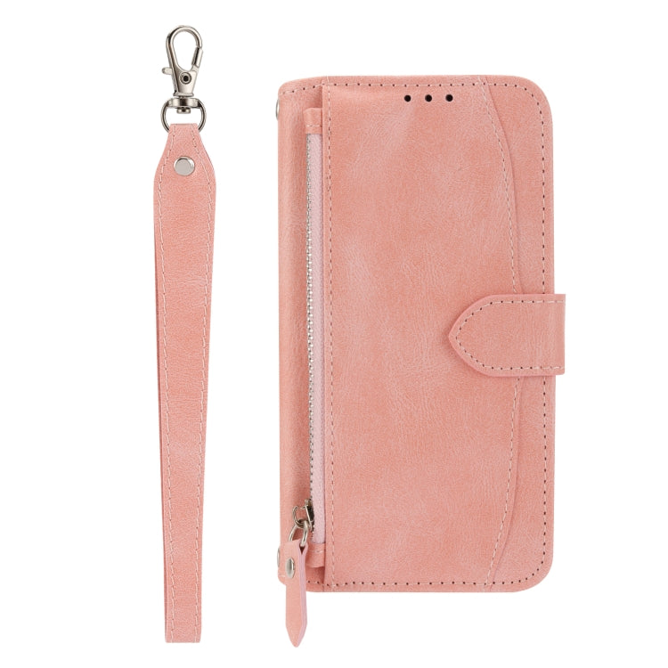 For iPhone 16 Pro Oil Skin Zipper Wallet Leather Phone Case(Pink) - iPhone 16 Pro Cases by buy2fix | Online Shopping UK | buy2fix