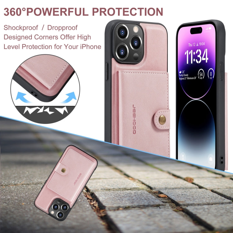 For iPhone 15 Pro Max JEEHOOD Retro Magnetic Detachable Leather Phone Case(Pink) - iPhone 15 Pro Max Cases by JEEHOOD | Online Shopping UK | buy2fix