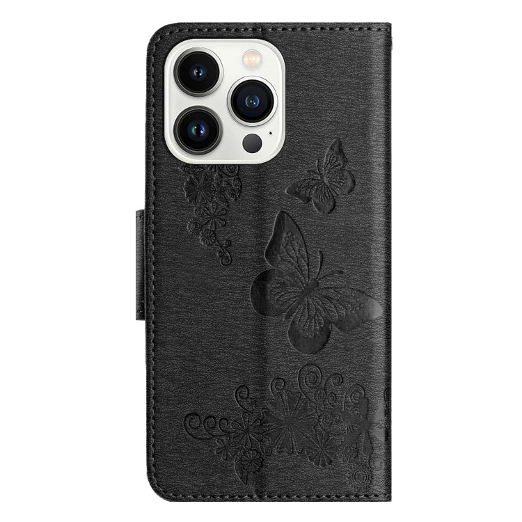 For iPhone 16 Pro Butterfly Embossed Flip Leather Phone Case(Black) - iPhone 16 Pro Cases by buy2fix | Online Shopping UK | buy2fix