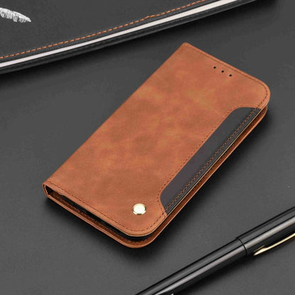 For iPhone 16 Skin Feel Splicing Leather Phone Case(Brown) - iPhone 16 Cases by buy2fix | Online Shopping UK | buy2fix