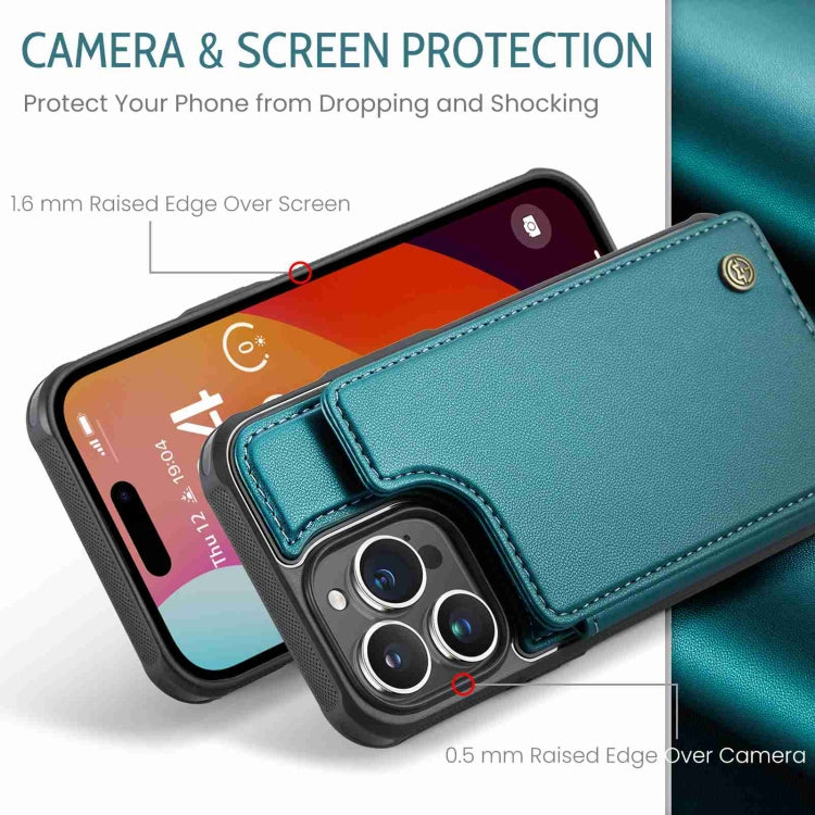 For iPhone 15 Pro Max CaseMe C22 Card Slots Holder RFID Anti-theft Phone Case(Blue Green) - iPhone 15 Pro Max Cases by CaseMe | Online Shopping UK | buy2fix