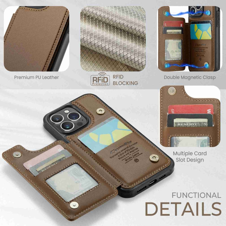 For iPhone 15 Pro Max CaseMe C22 Card Slots Holder RFID Anti-theft Phone Case(Brown) - iPhone 15 Pro Max Cases by CaseMe | Online Shopping UK | buy2fix