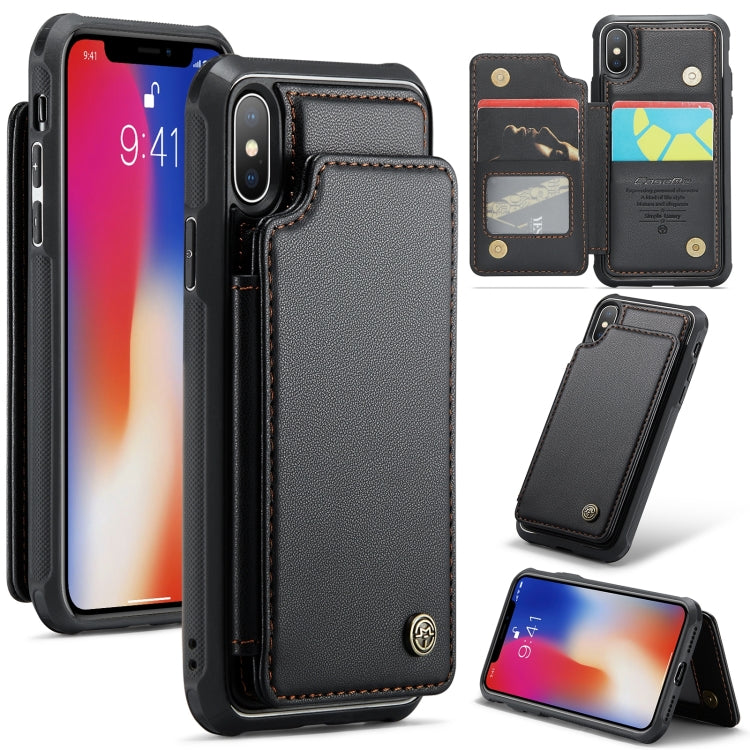 For iPhone XS / X CaseMe C22 Card Slots Holder RFID Anti-theft Phone Case(Black) - More iPhone Cases by CaseMe | Online Shopping UK | buy2fix