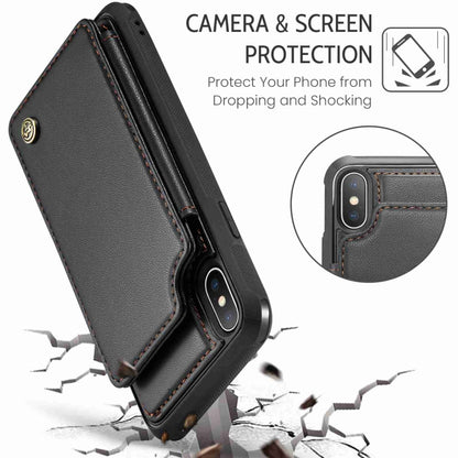 For iPhone XS / X CaseMe C22 Card Slots Holder RFID Anti-theft Phone Case(Black) - More iPhone Cases by CaseMe | Online Shopping UK | buy2fix