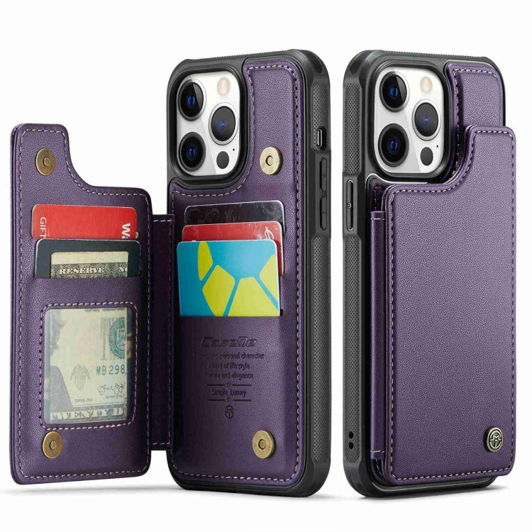 For iPhone 12 Pro Max CaseMe C22 Card Slots Holder RFID Anti-theft Phone Case(Purple) - iPhone 12 Pro Max Cases by CaseMe | Online Shopping UK | buy2fix