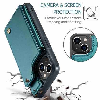 For iPhone 13 CaseMe C22 Card Slots Holder RFID Anti-theft Phone Case(Blue Green) - iPhone 13 Cases by CaseMe | Online Shopping UK | buy2fix