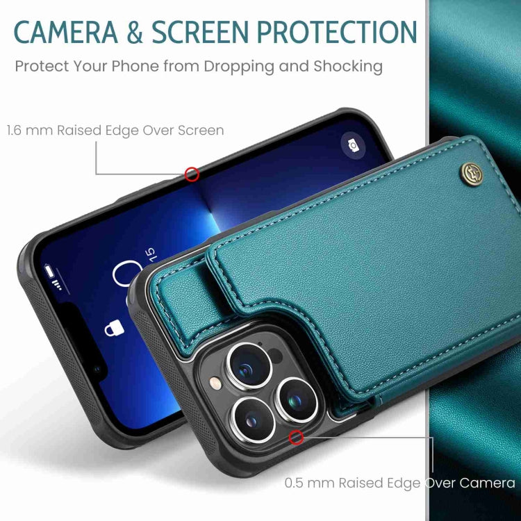 For iPhone 13 Pro CaseMe C22 Card Slots Holder RFID Anti-theft Phone Case(Blue Green) - iPhone 13 Pro Cases by CaseMe | Online Shopping UK | buy2fix