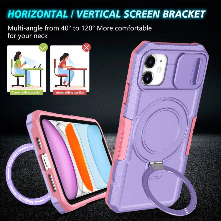 For iPhone 11 Sliding Camshield Magsafe Holder TPU Hybrid PC Phone Case(Pink Purple) - iPhone 11 Cases by buy2fix | Online Shopping UK | buy2fix