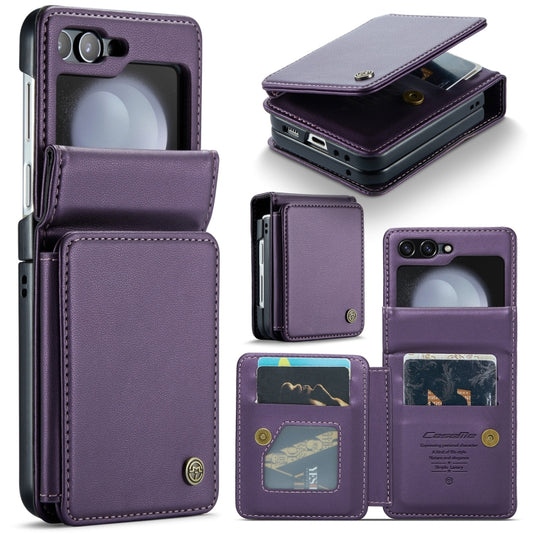 For Samsung Galaxy Z Flip5 CaseMe C22 PC+TPU Business Style RFID Anti-theft Leather Phone Case(Purple) - Galaxy Z Flip5 Cases by CaseMe | Online Shopping UK | buy2fix