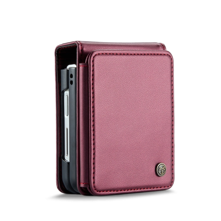 For Samsung Galaxy Z Flip4 5G CaseMe C22 PC+TPU Business Style RFID Anti-theft Leather Phone Case(Wine Red) - Galaxy Z Flip4 5G Cases by CaseMe | Online Shopping UK | buy2fix