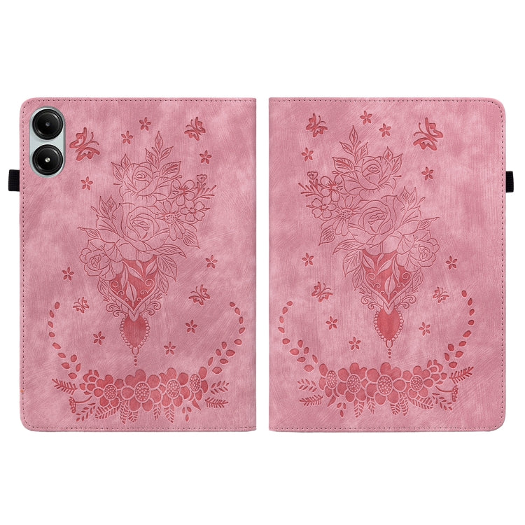 For Xiaomi Redmi Pad Pro 12.1 Butterfly Rose Embossed Leather Tablet Case(Pink) - More Tablet Cases by buy2fix | Online Shopping UK | buy2fix