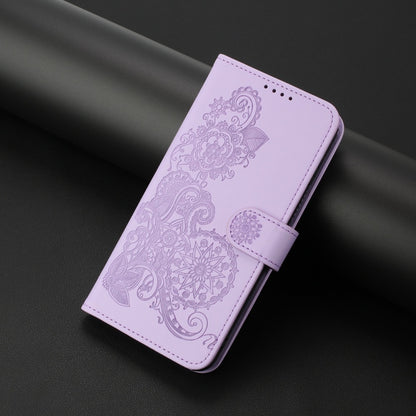 For Motorola Moto G Power 5G 2024 Datura Flower Embossed Flip Leather Phone Case(Purple) - Motorola Cases by buy2fix | Online Shopping UK | buy2fix