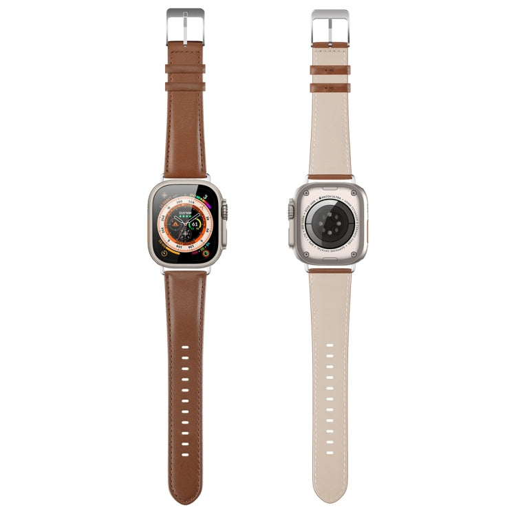 For Apple Watch 9 45mm DUX DUCIS YS Series Genuine Leather Watch Band(Brown) - Watch Bands by DUX DUCIS | Online Shopping UK | buy2fix