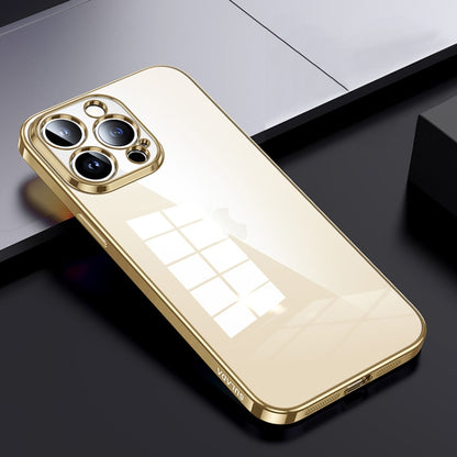 For iPhone 15 Pro Max SULADA Shine Through Series Plating TPU Transparent Phone Case(Gold) - iPhone 15 Pro Max Cases by SULADA | Online Shopping UK | buy2fix