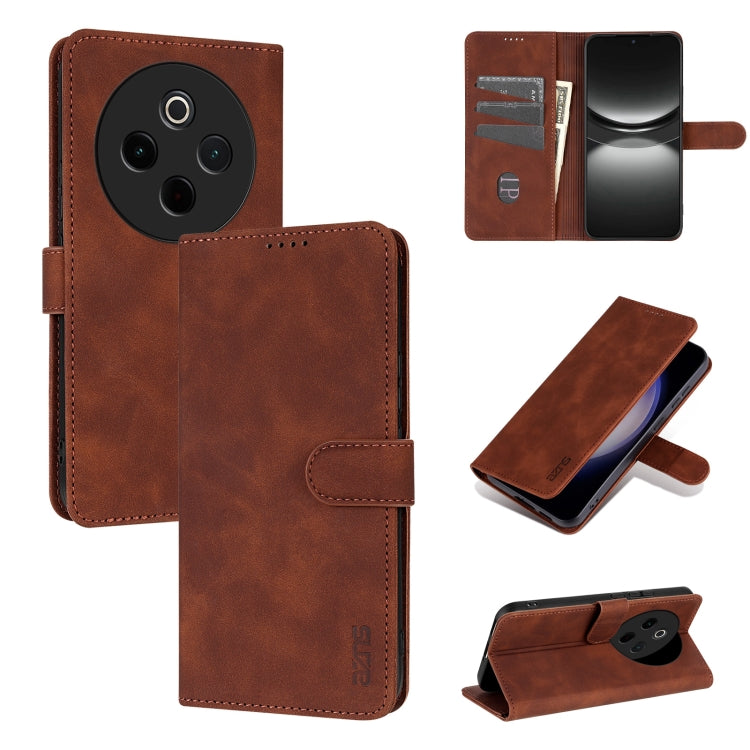 For vivo Y300 Pro AZNS Skin Feel Calf Texture Flip Leather Phone Case(Brown) - vivo Cases by AZNS | Online Shopping UK | buy2fix