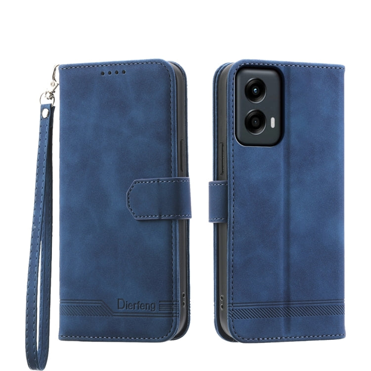 For Motorola Moto G Stylus 5G 2024 Dierfeng Dream Line TPU + PU Leather Phone Case(Blue) - Motorola Cases by buy2fix | Online Shopping UK | buy2fix