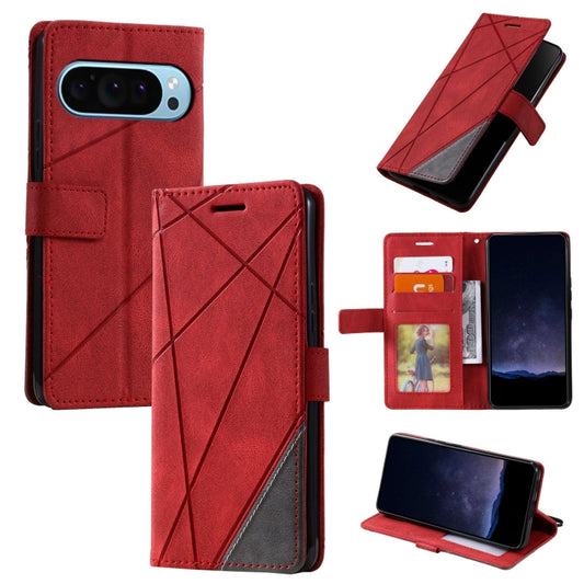 For Google Pixel 9 Pro Skin Feel Splicing Leather Phone Case(Red) - Google Cases by buy2fix | Online Shopping UK | buy2fix