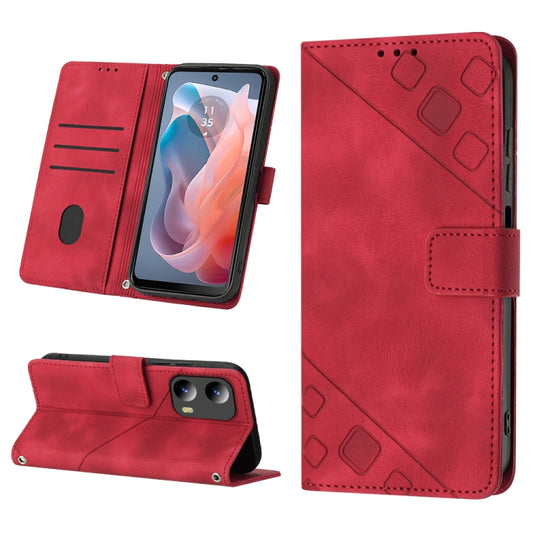 For Motorola Moto G Play 5G 2024 Skin Feel Embossed Leather Phone Case(Red) - Motorola Cases by buy2fix | Online Shopping UK | buy2fix