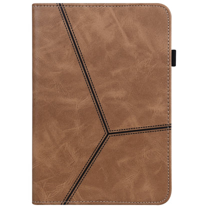 For Lenovo Tab M11 / Xiaoxin Pad 11 2024 Solid Color Stripe Embossed Leather Tablet Case(Brown) - Lenovo by buy2fix | Online Shopping UK | buy2fix