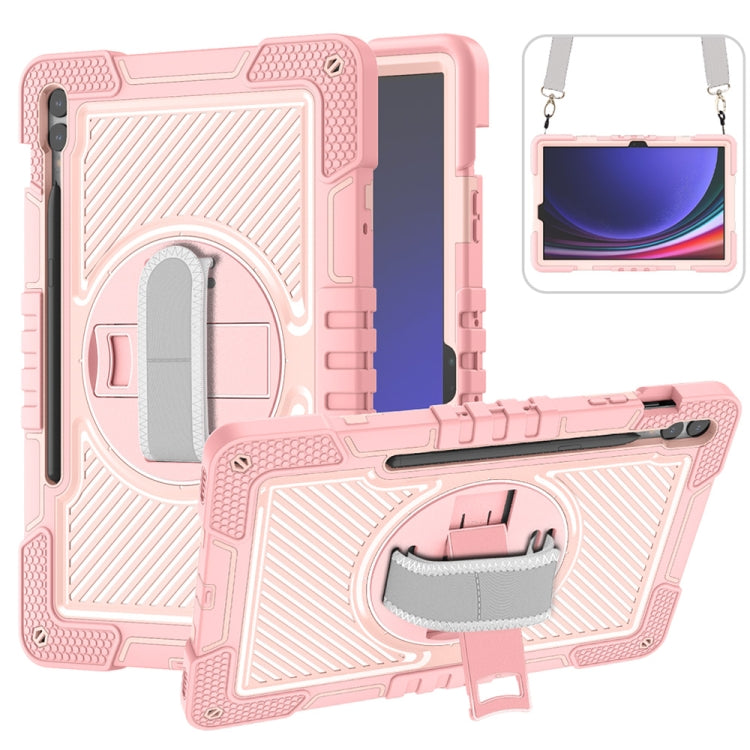 For Samsung Galaxy Tab S9+ 360 Degree Rotation PC Contrast Silicone Tablet Case(Rose Gold) - Galaxy Tab S9+ Cases by buy2fix | Online Shopping UK | buy2fix