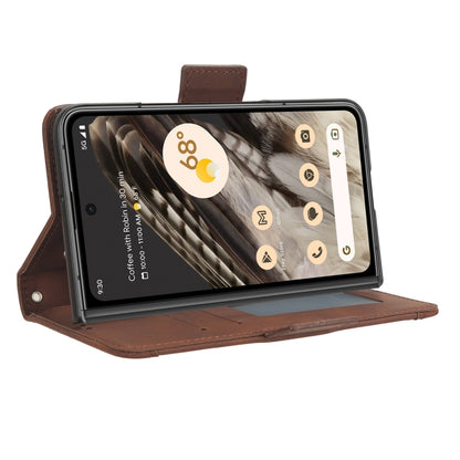 For Google Pixel Fold Skin Feel Calf Texture Card Slots Leather Phone Case(Brown) - Google Cases by buy2fix | Online Shopping UK | buy2fix